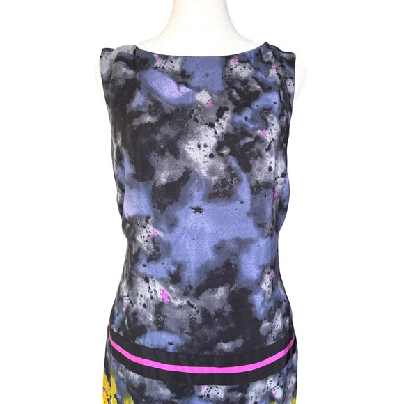 SUZI CHIN Dress Size 10 for Maggy Boutique Silk Sleeveless Abstract Print Sheath - Picture 2 of 10